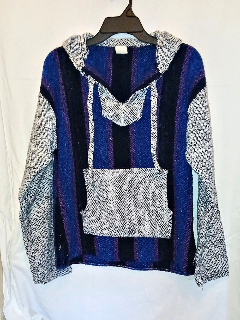 Baja Striped Pullover Blue & Purple Hoody Large